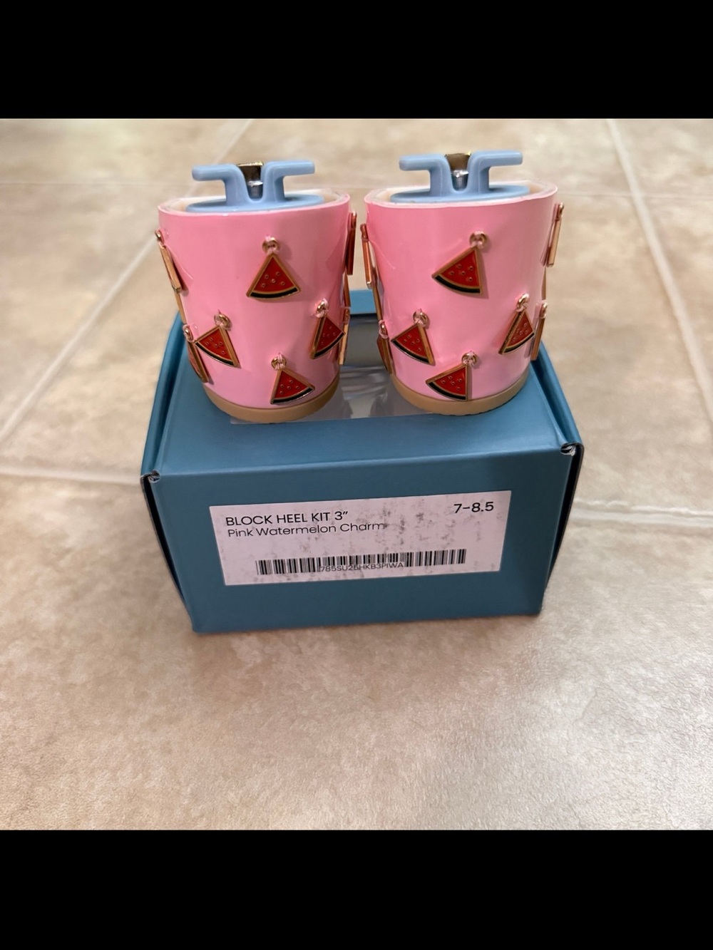 Size 7-8.5 Pashion Footwear watermelon Charm 3 Inch Heel Block